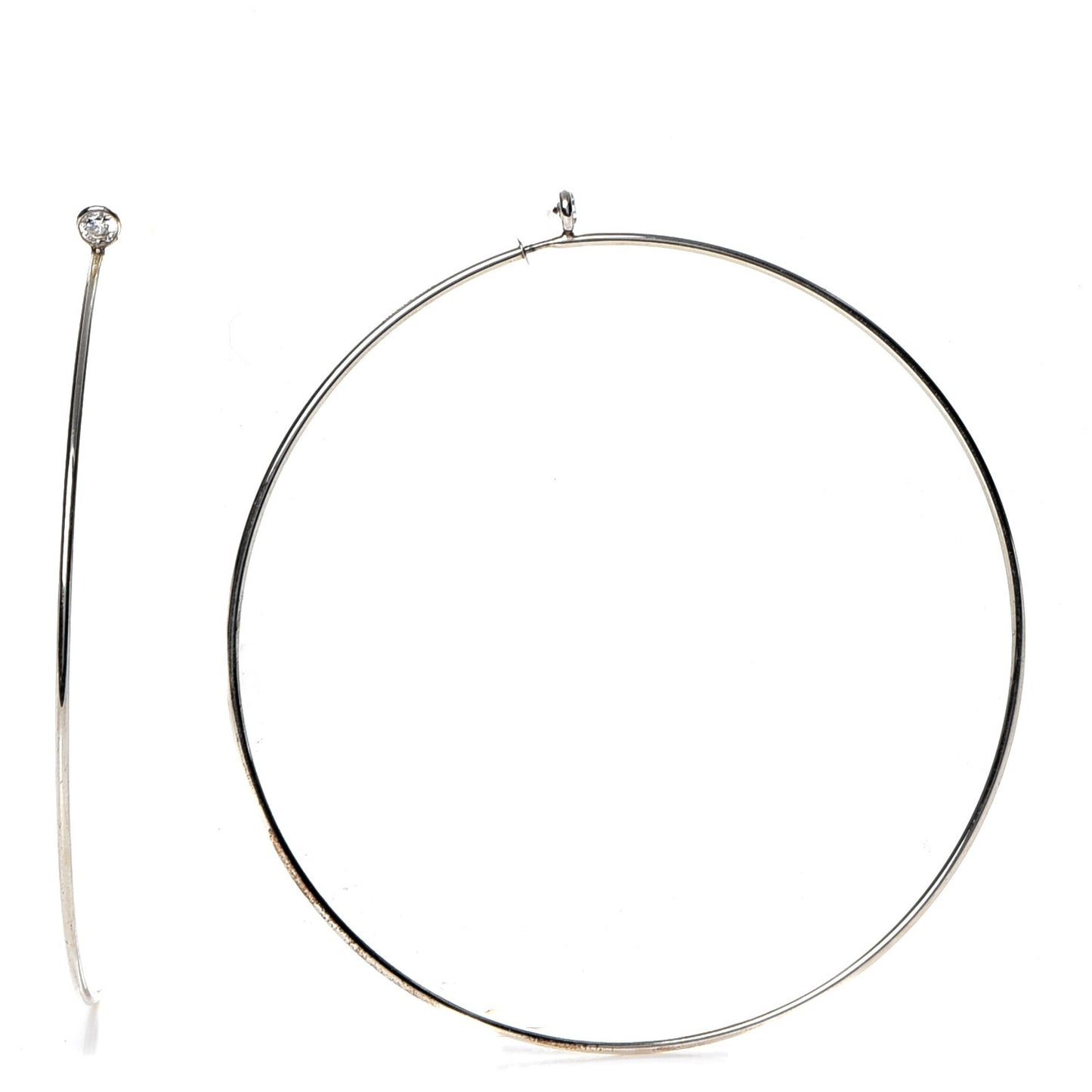 Sterling Silver Diamond XL Elsa Peretti Hoop Earrings