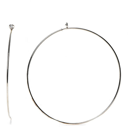 Tiffany Sterling Silver Diamond XL Elsa Peretti Hoop Earrings 1 of 7