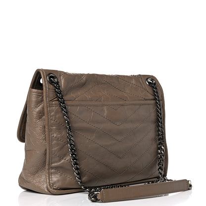 Saint Laurent Crinkled Calfskin Matelasse Monogram Medium Niki Chain Satchel Light Taupe 4 of 27