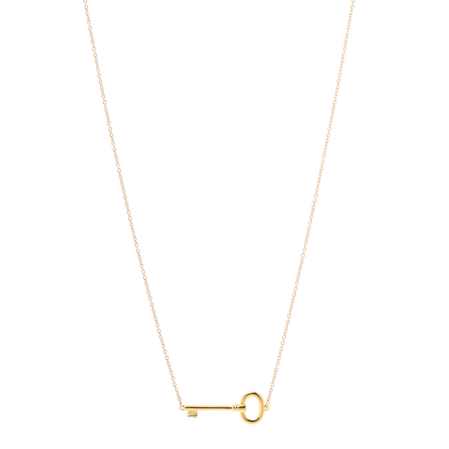 18K Yellow Gold Oval Key East West Necklace