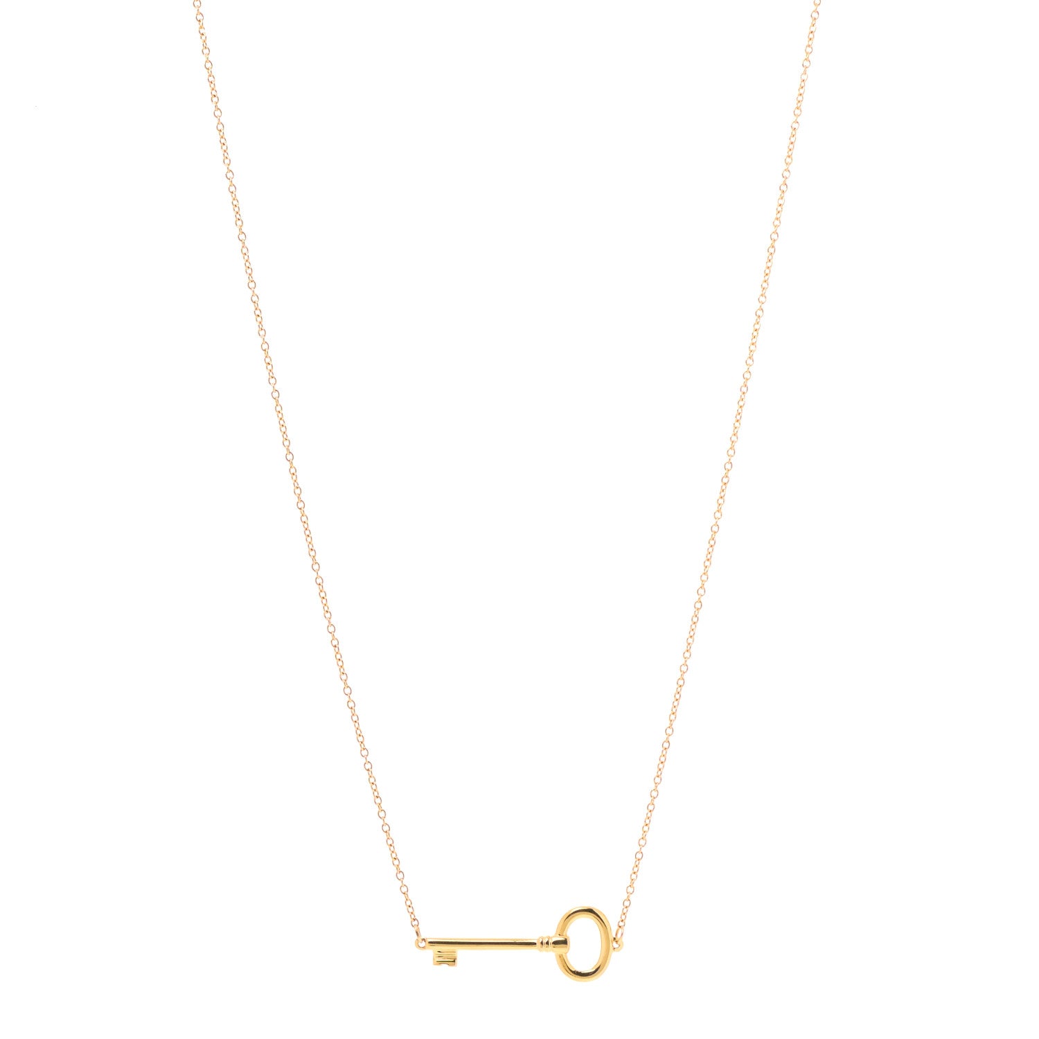 Tiffany 18K Yellow Gold Oval Key East West Necklace 1 of 6