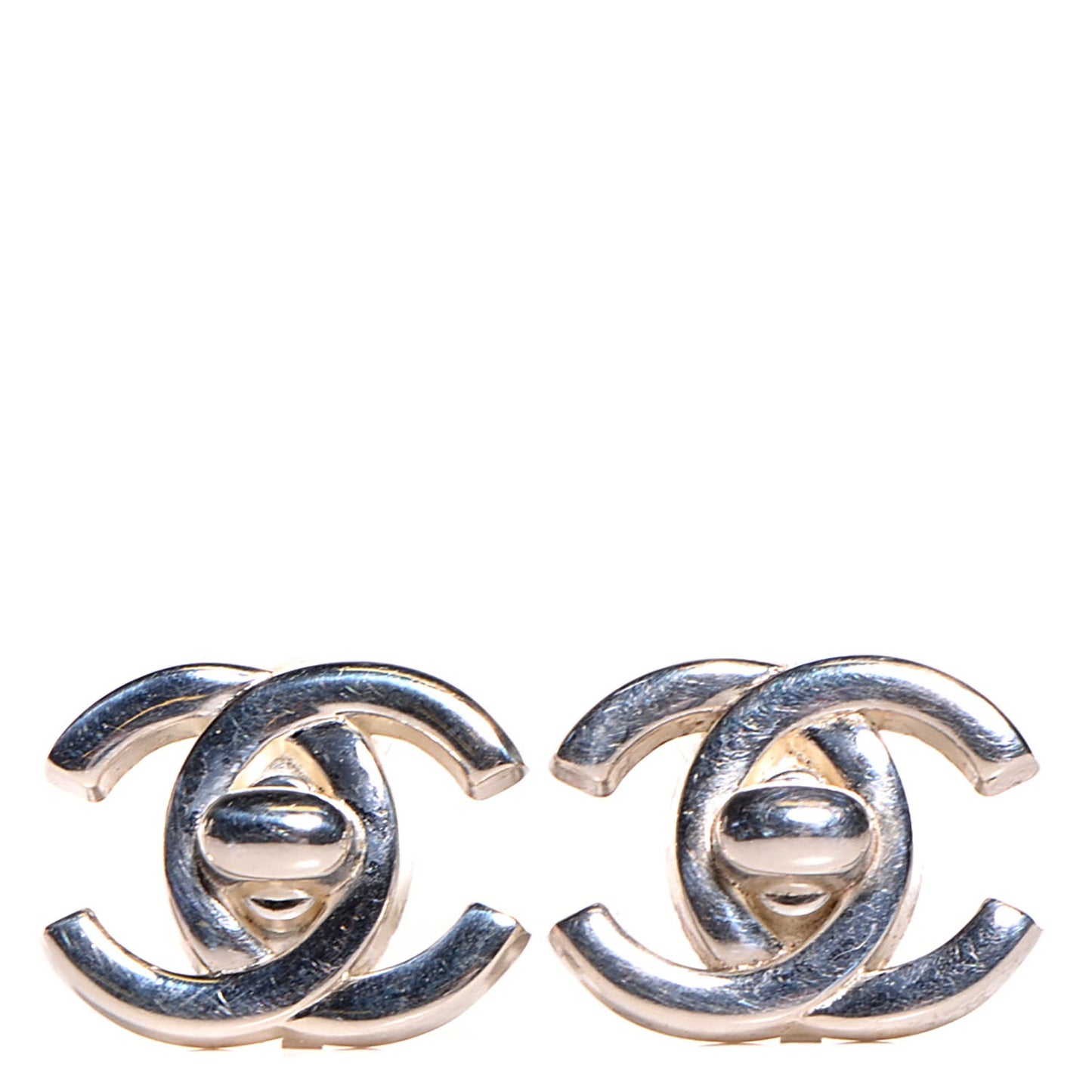 CC Turnlock Clip On Earrings Silver