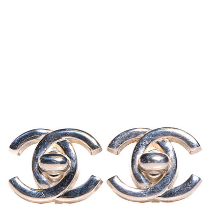 Chanel CC Turnlock Clip On Earrings Silver 1 of 6