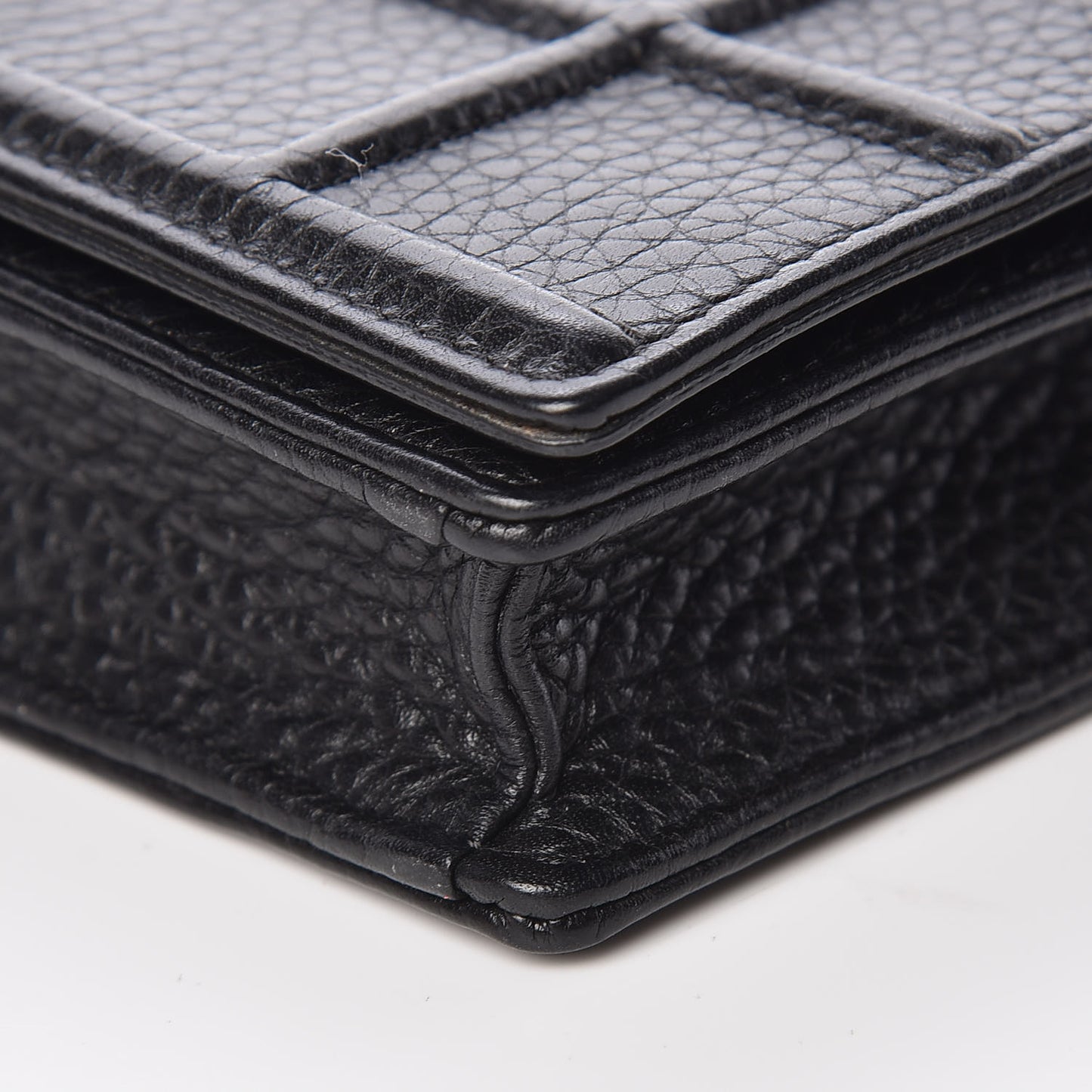 Grained Calfskin Diorama Wallet on Chain Pouch Black