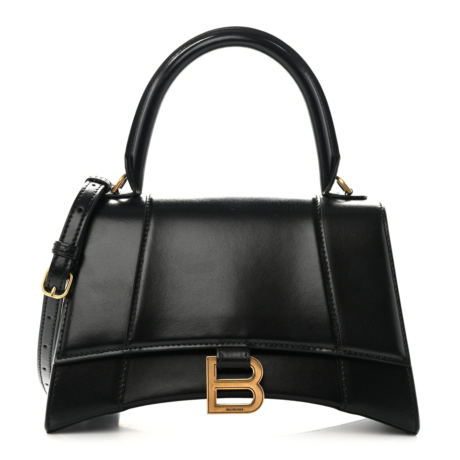 Balenciaga Shiny Box Calfskin Small Hourglass Top Handle Bag Black 1 of 9