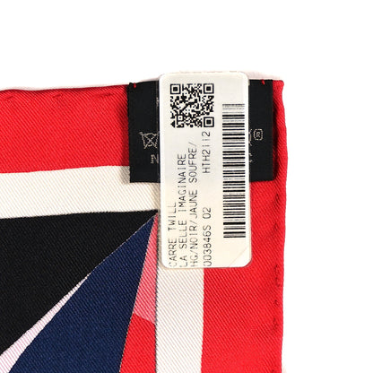 Hermes Silk La Selle Imaginaire Scarf 90 Black Jaune Soufre 4 of 4