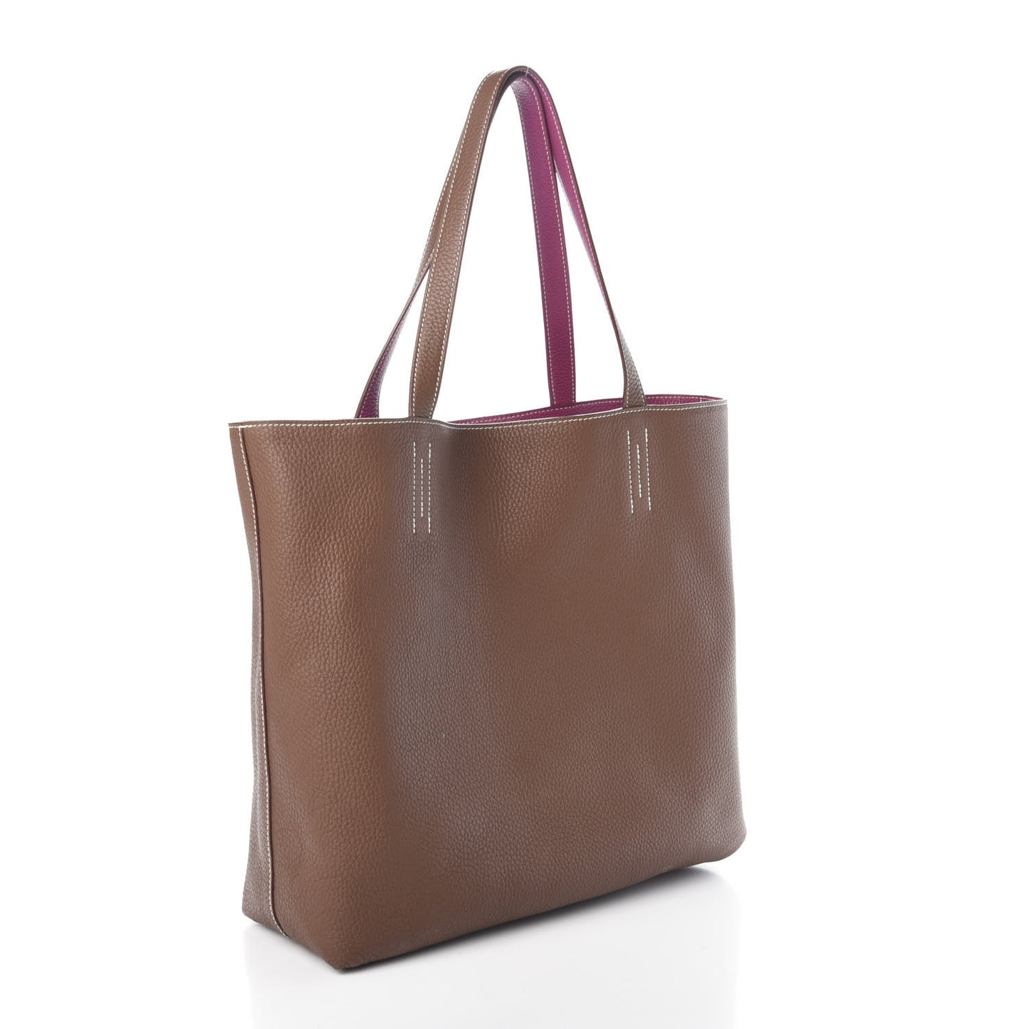 Taurillon Clemence Double Sens 36 Reversible Tote Marron Tosca