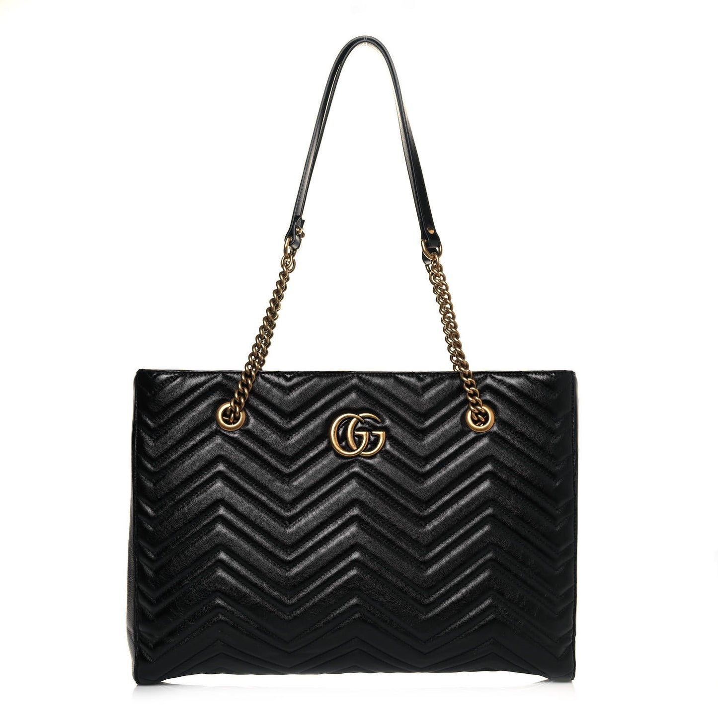 Vintage Calfskin Matelasse Medium GG Marmont Slim Tote Black