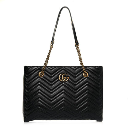 Gucci Vintage Calfskin Matelasse Medium GG Marmont Slim Tote Black 1 of 12