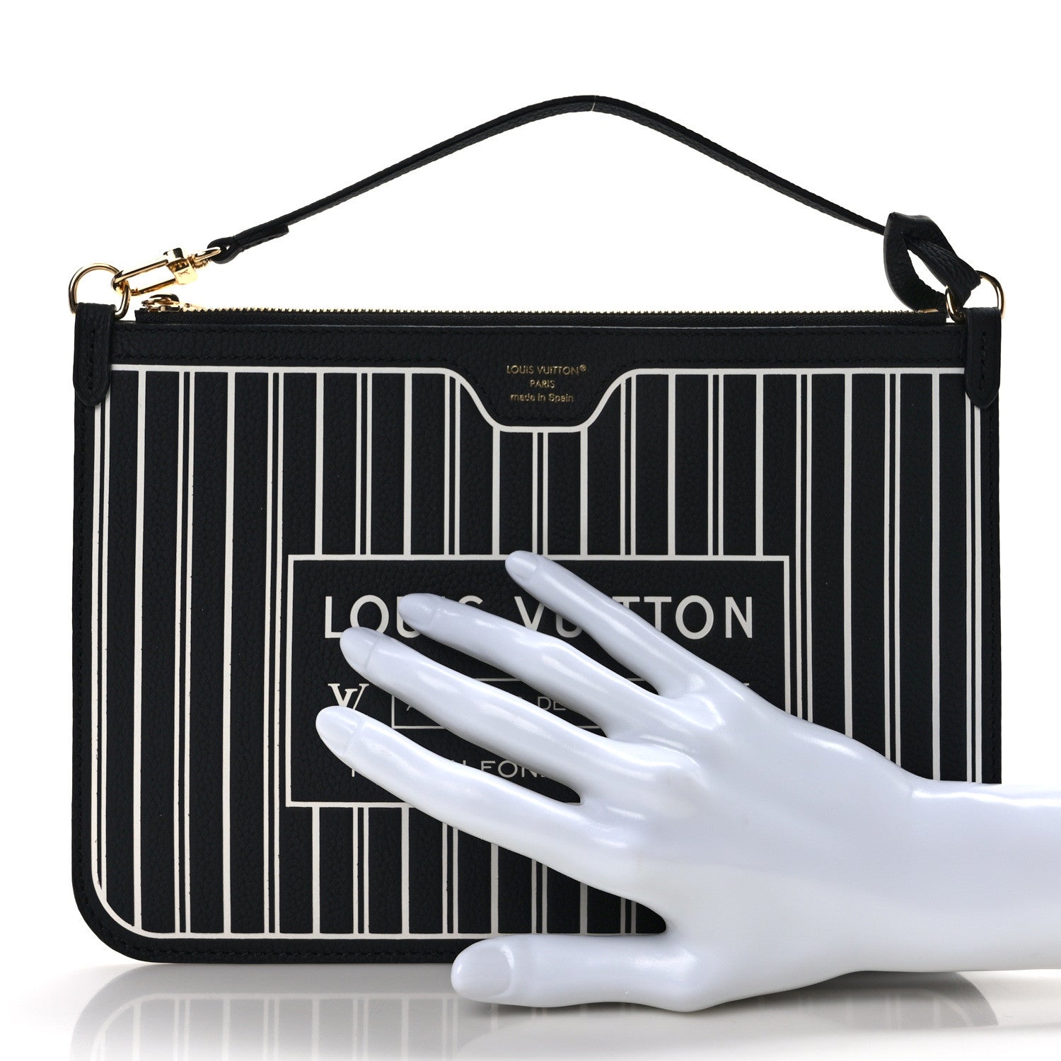 Louis Vuitton Calfskin Neverfull Inside Out MM Pochette Black 2 of 8