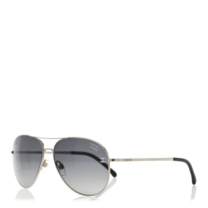 Chanel Aviator CC Sunglasses 4189-T-Q Silver 1 of 8