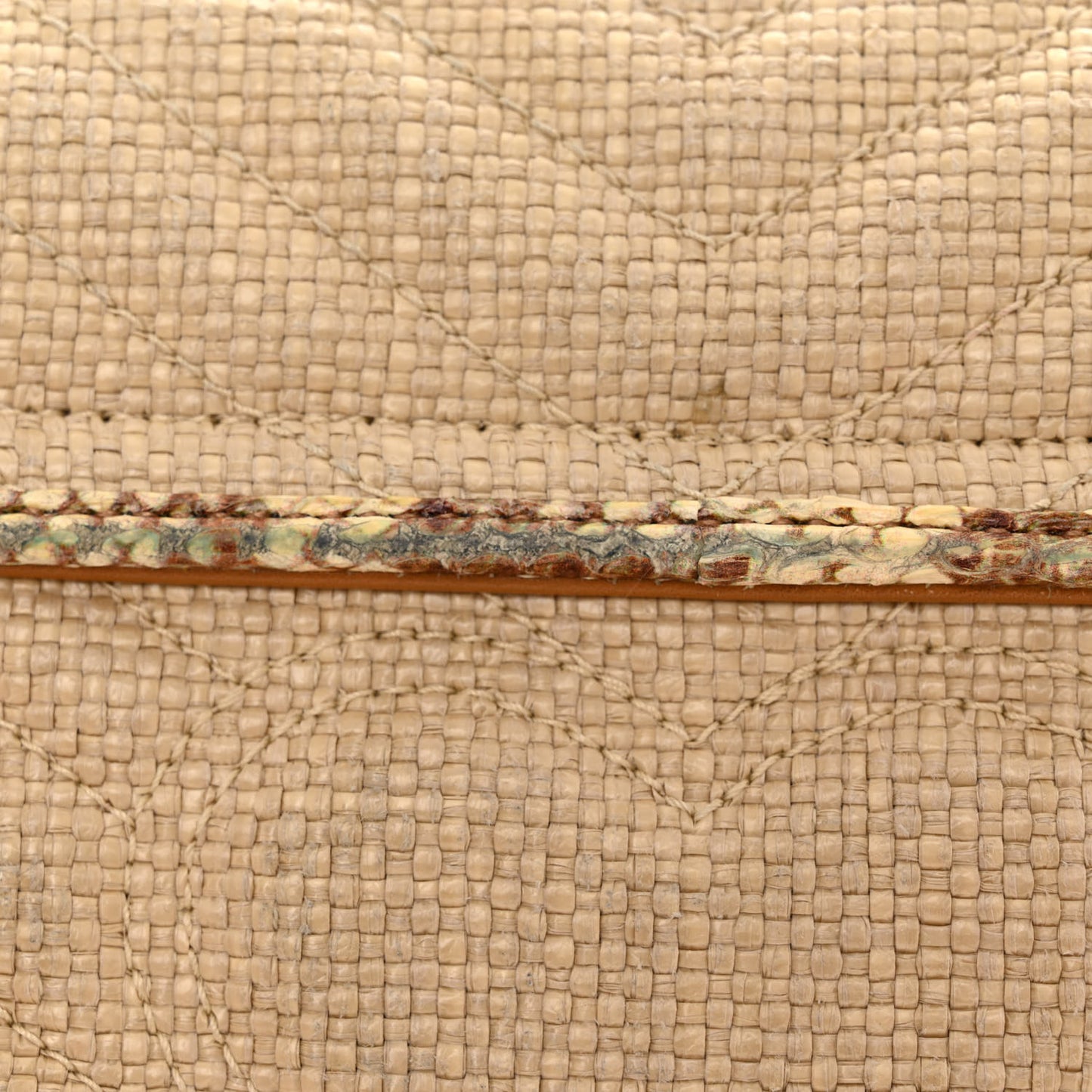 Raffia Elaphe Matelasse Small GG Marmont Shoulder Bag Natural Cream Brown