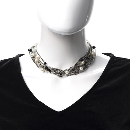 David Yurman Sterling Silver 18K Yellow Gold Pearl Black Onyx Multi Strand Necklace 2 of 5