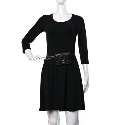 Chanel Lambskin Quilted Elegant Chain Mini Flap Belt Bag Black 2 of 10