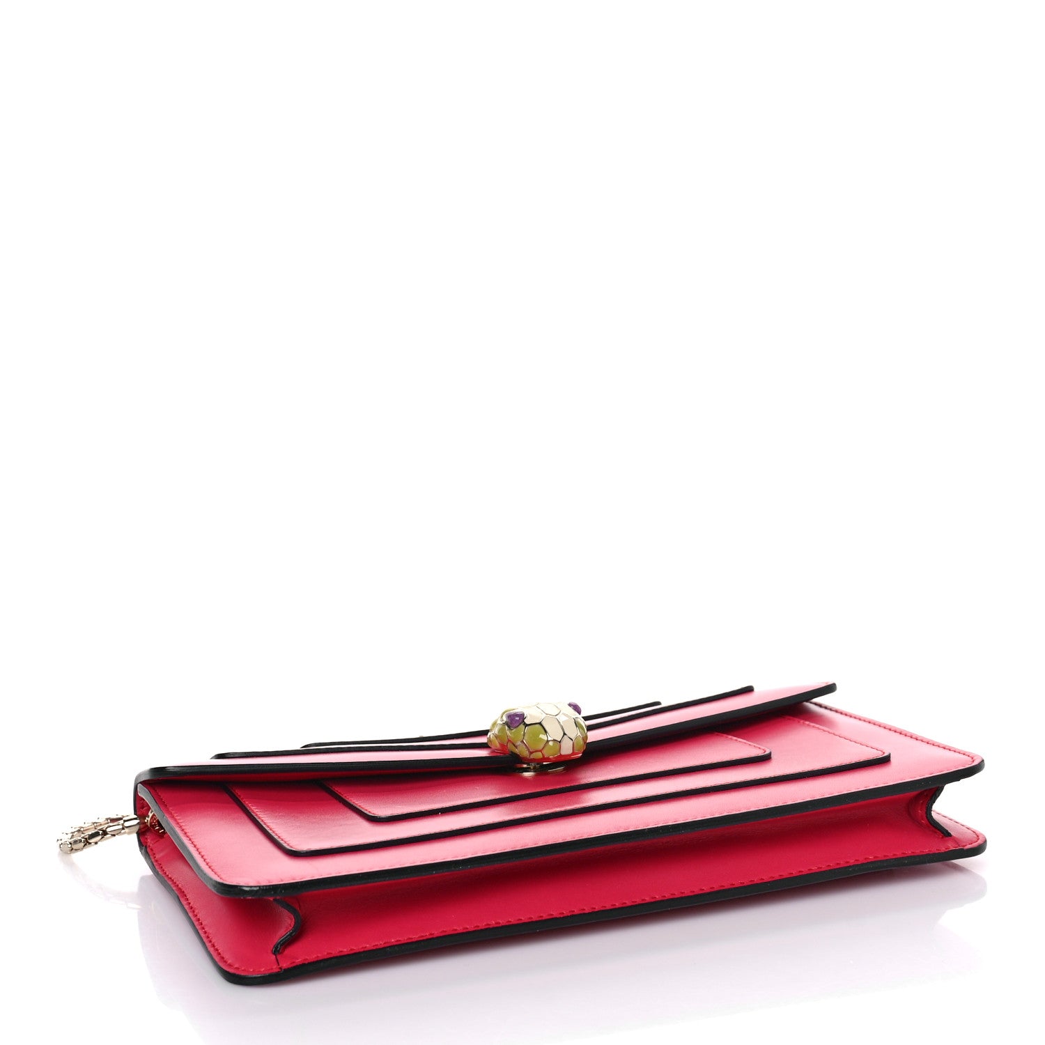 Bulgari Calfskin Serpenti Forever Flap Clutch Ruby Red 5 of 9