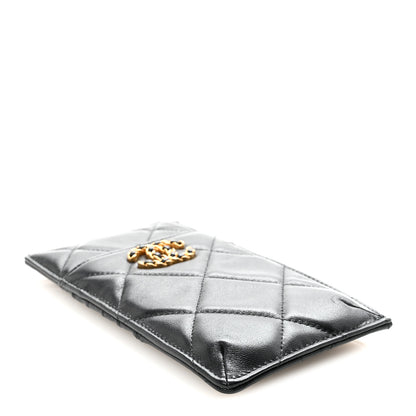 Chanel Goatskin Quilted Chanel 19 Flat Wallet Pouch Black 8 of 14