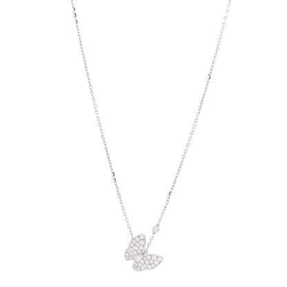 Van Cleef & Arpels 18K White Gold Diamond Two Butterfly Pendant Necklace 1 of 7