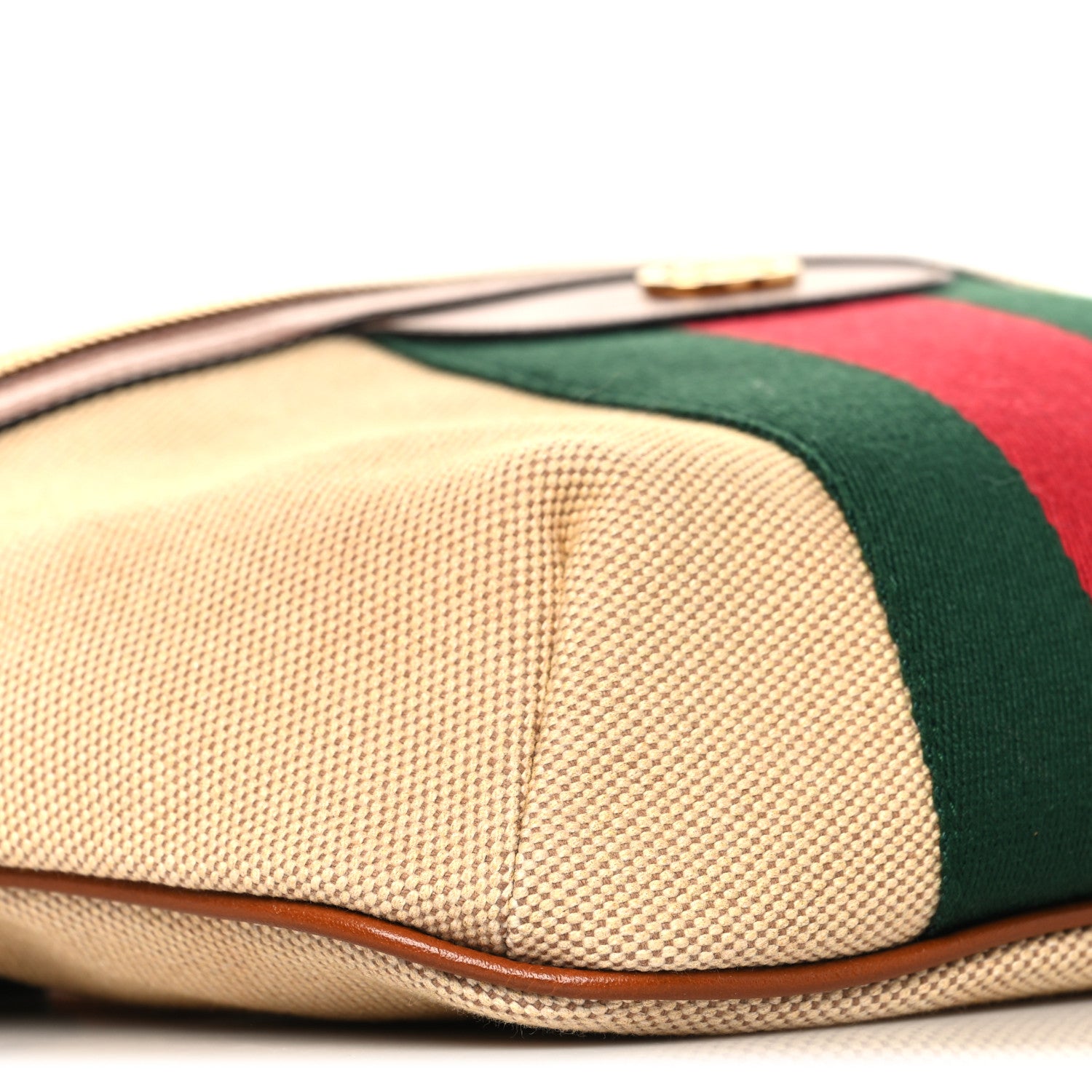 Gucci Vintage Canvas Web Belt Bag Sand Cuir 9 of 10