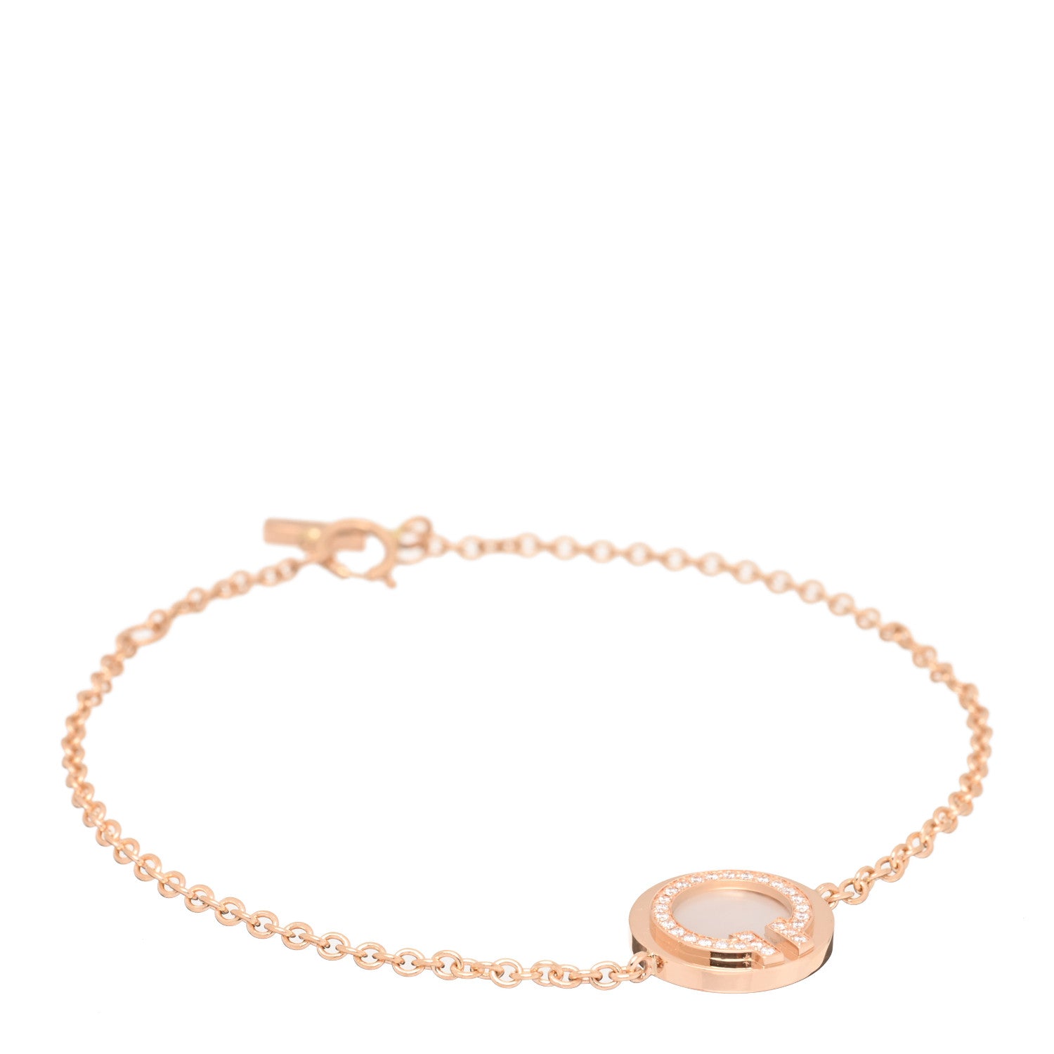 Tiffany 18K Rose Gold Diamond Mother of Pearl T Circle Bracelet 1 of 3