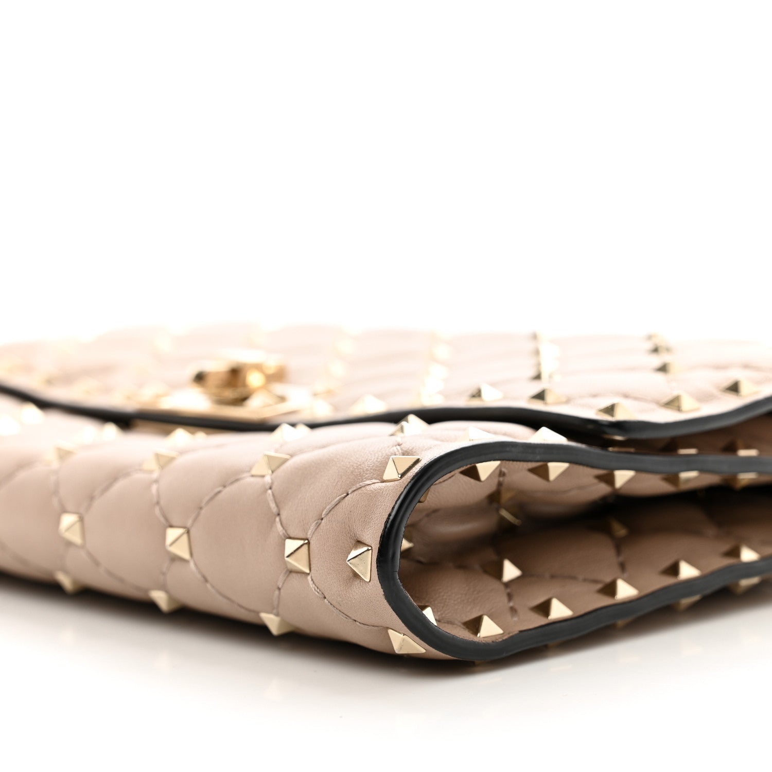Valentino Garavani Lambskin Rockstud Spike Wallet on Chain Poudre 9 of 12