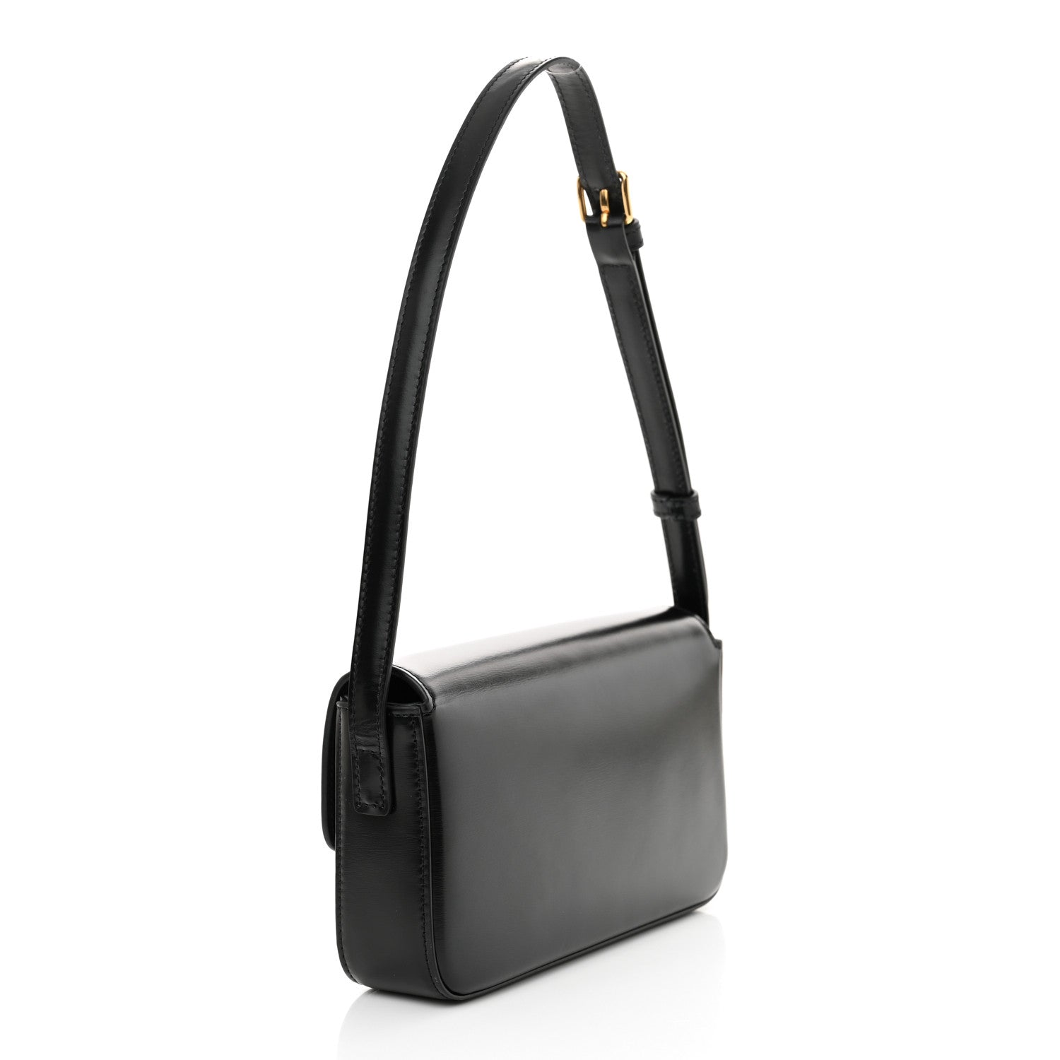 Celine Shiny Calfskin Triomphe Shoulder Bag Black 3 of 12
