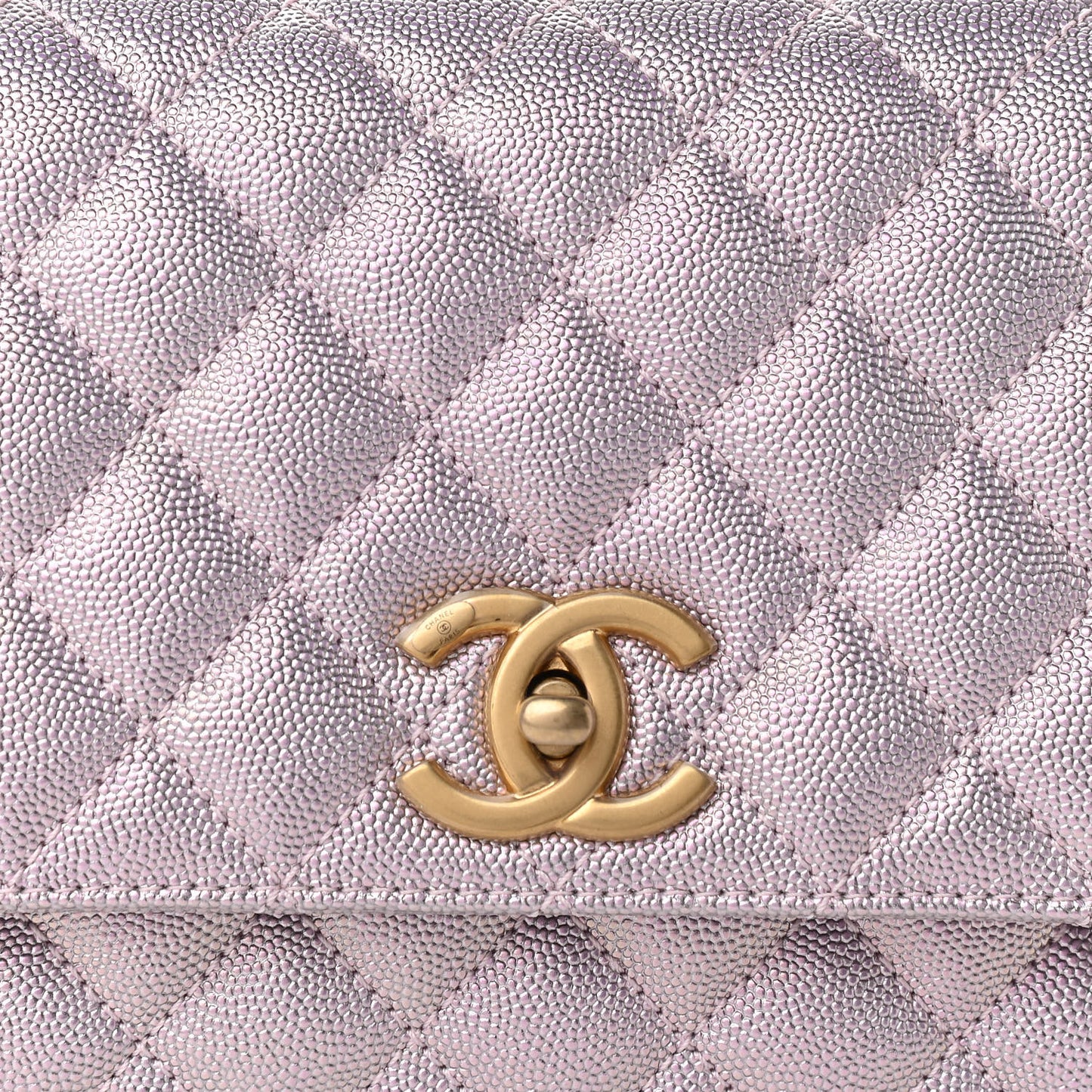 Metallic Caviar Quilted Small Coco Handle Flap Light Pink