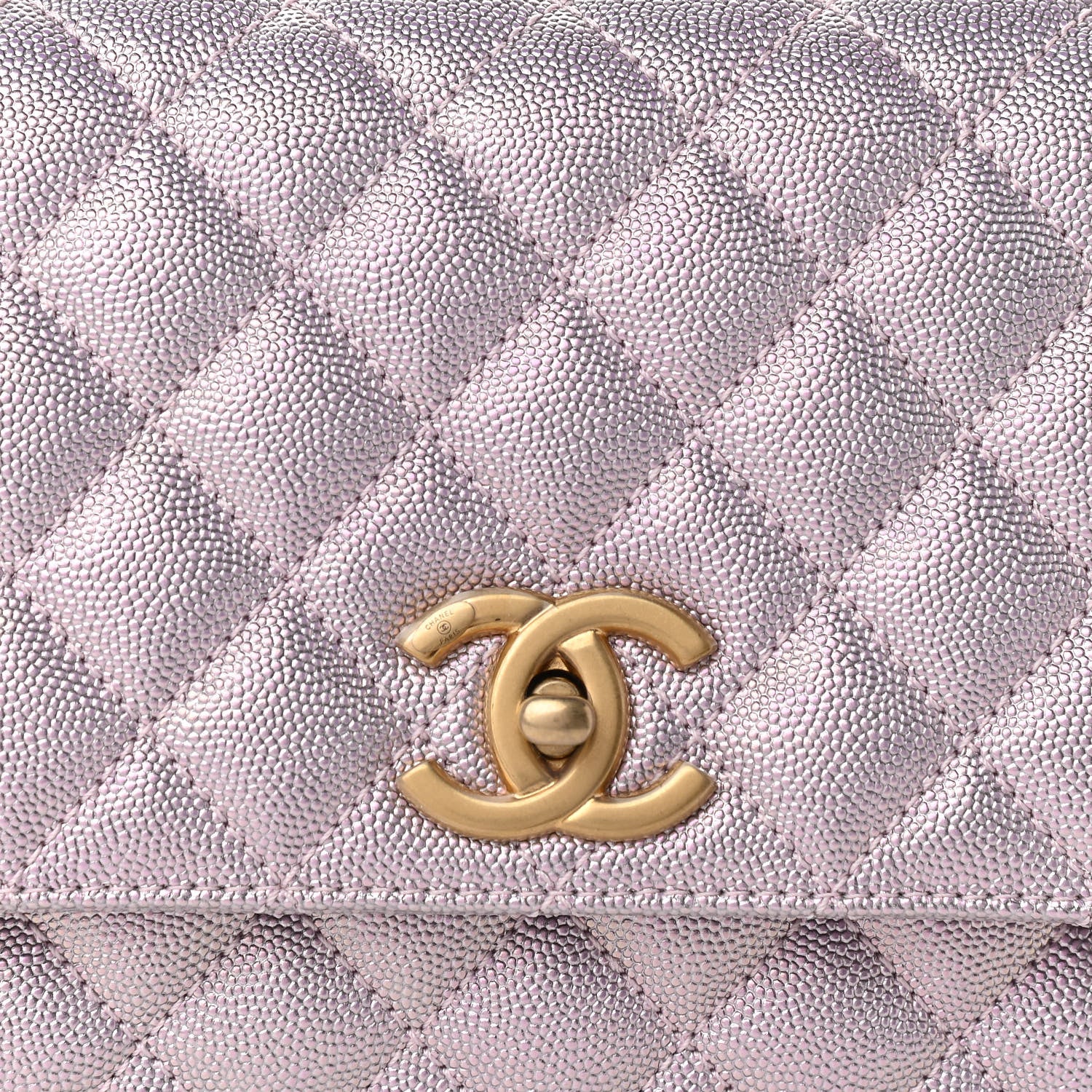 Chanel Metallic Caviar Quilted Small Coco Handle Flap Light Pink 8 of 10