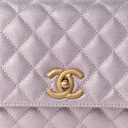 Chanel Metallic Caviar Quilted Small Coco Handle Flap Light Pink 8 of 10