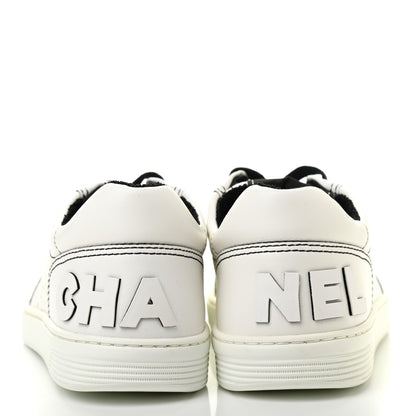 Chanel Calfskin Womens Logo Sneakers 39.5 White Black 6 of 8
