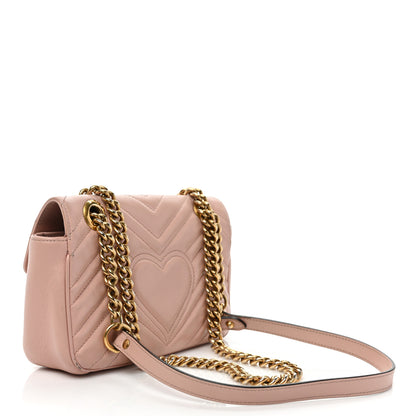 Gucci Calfskin Matelasse Mini GG Marmont Shoulder Bag Perfect Pink 3 of 13