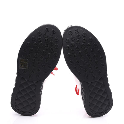 Chanel Lycra Fabric CC Sneakers 36.5 White Red 6 of 10
