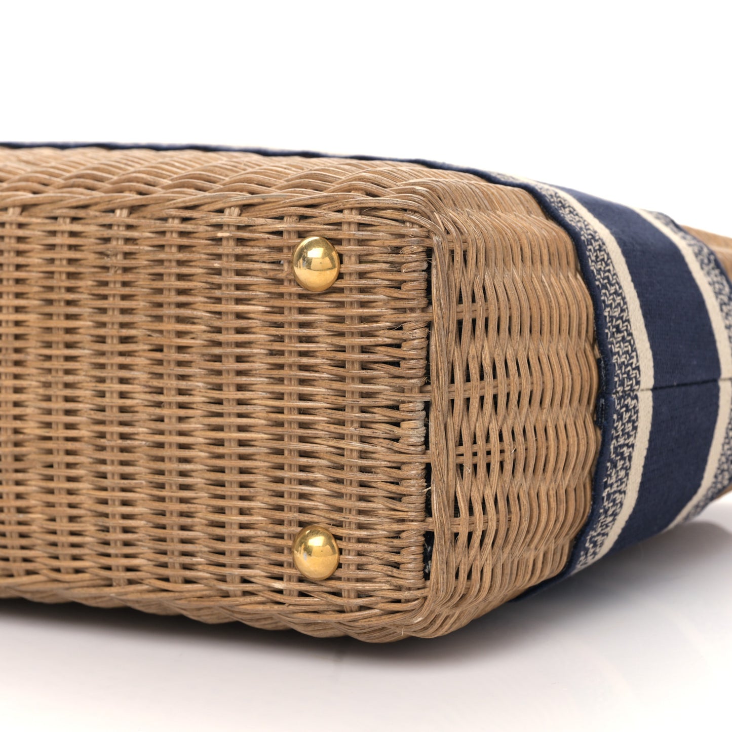 Wicker Oblique Basket Bag Blue