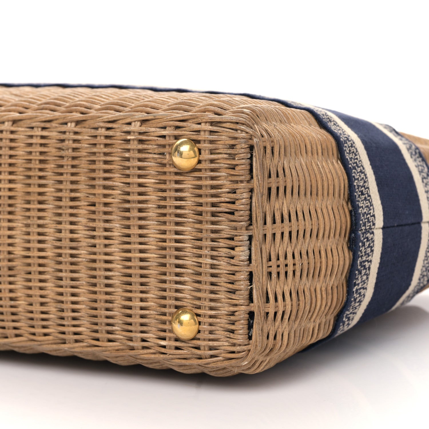 Christian Dior Wicker Oblique Basket Bag Blue 8 of 8