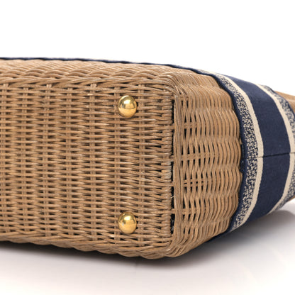 Christian Dior Wicker Oblique Basket Bag Blue 8 of 8