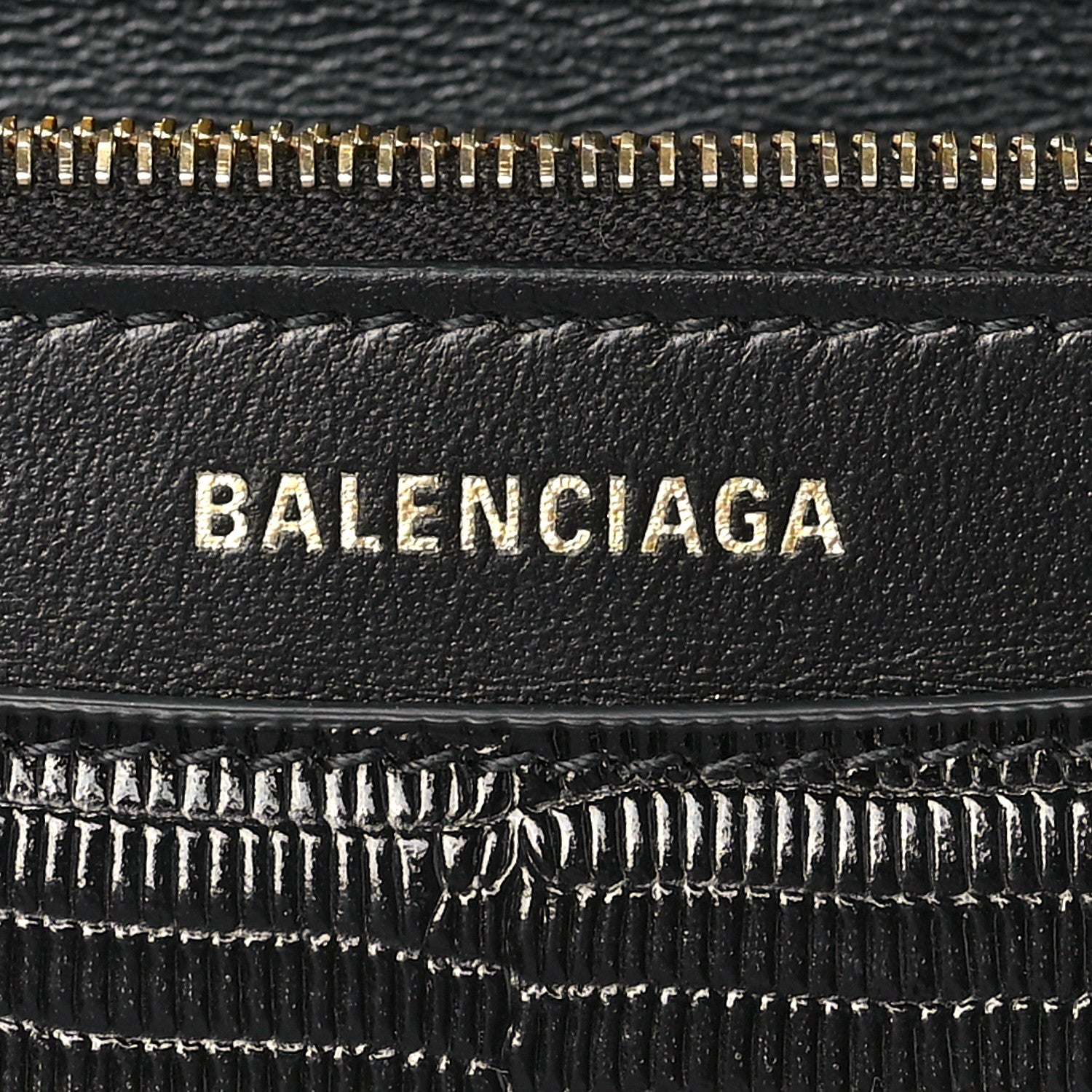 Balenciaga Patent Lizard Embossed B Wallet On Chain Black 5 of 6
