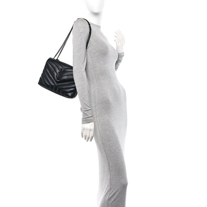 Saint Laurent Calfskin Y Quilted Monogram Monochrome Small Loulou Chain Satchel Black 2 of 12