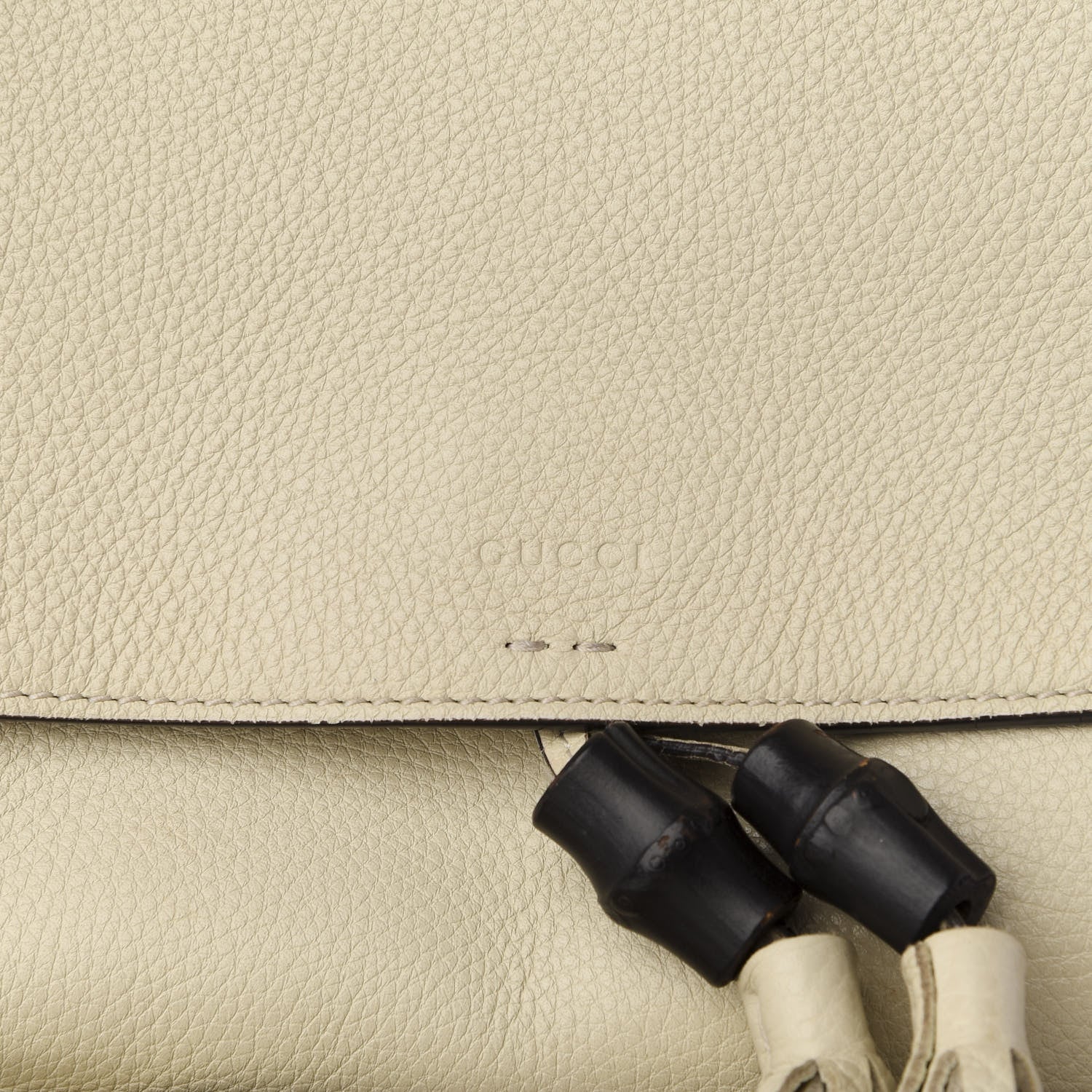 Gucci Pebbled Calfskin Medium Bamboo Daily Flap Shoulder Bag Mystic White 8 of 8