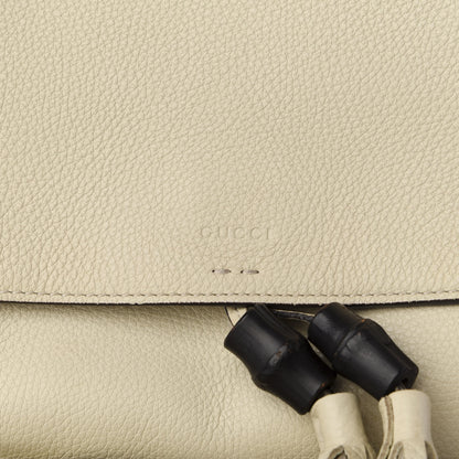 Gucci Pebbled Calfskin Medium Bamboo Daily Flap Shoulder Bag Mystic White 8 of 8
