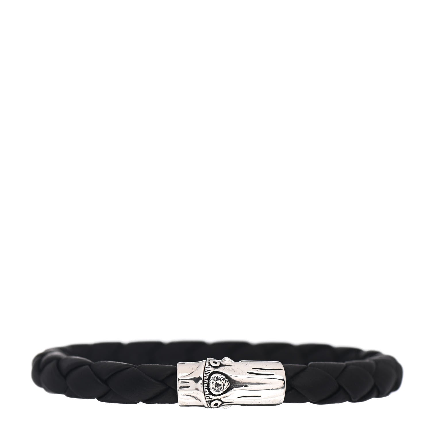 John Hardy Sterling Silver Leather 8mm Braided Bamboo Station Bracelet Black 1 of 4