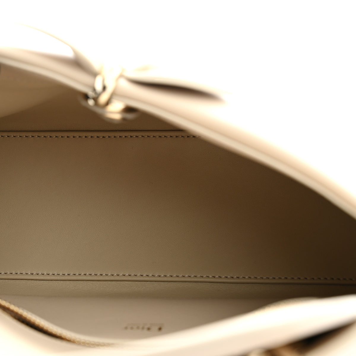 Shiny Smooth Calfskin Small Cigale Bag Beige