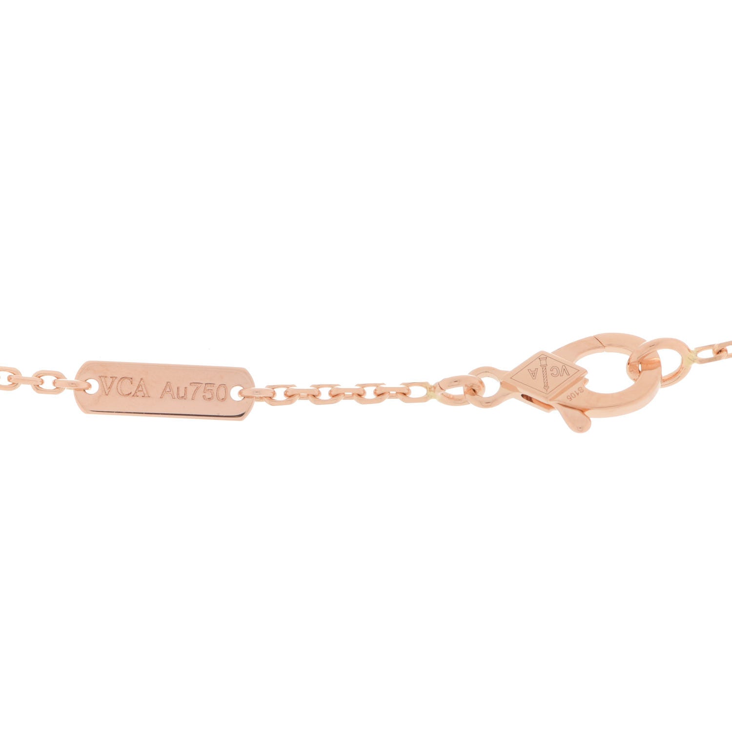Van Cleef & Arpels 18K Rose Gold Diamond Rhodonite Vintage Alhambra Pendant Necklace 5 of 6