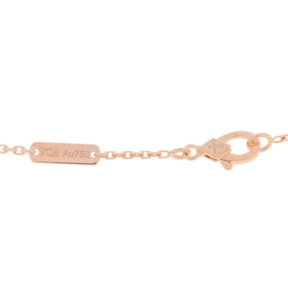 Van Cleef & Arpels 18K Rose Gold Diamond Rhodonite Vintage Alhambra Pendant Necklace 5 of 6