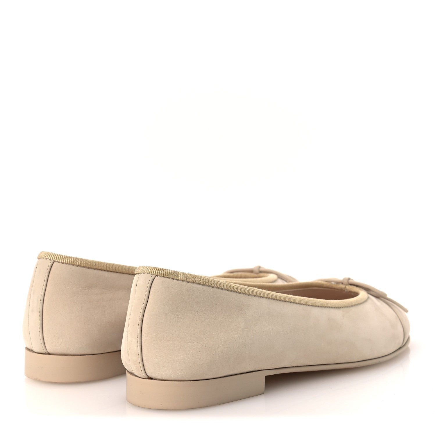 Chanel Suede Calfskin Cap Toe CC Ballerina Flats 36 Beige 5 of 11