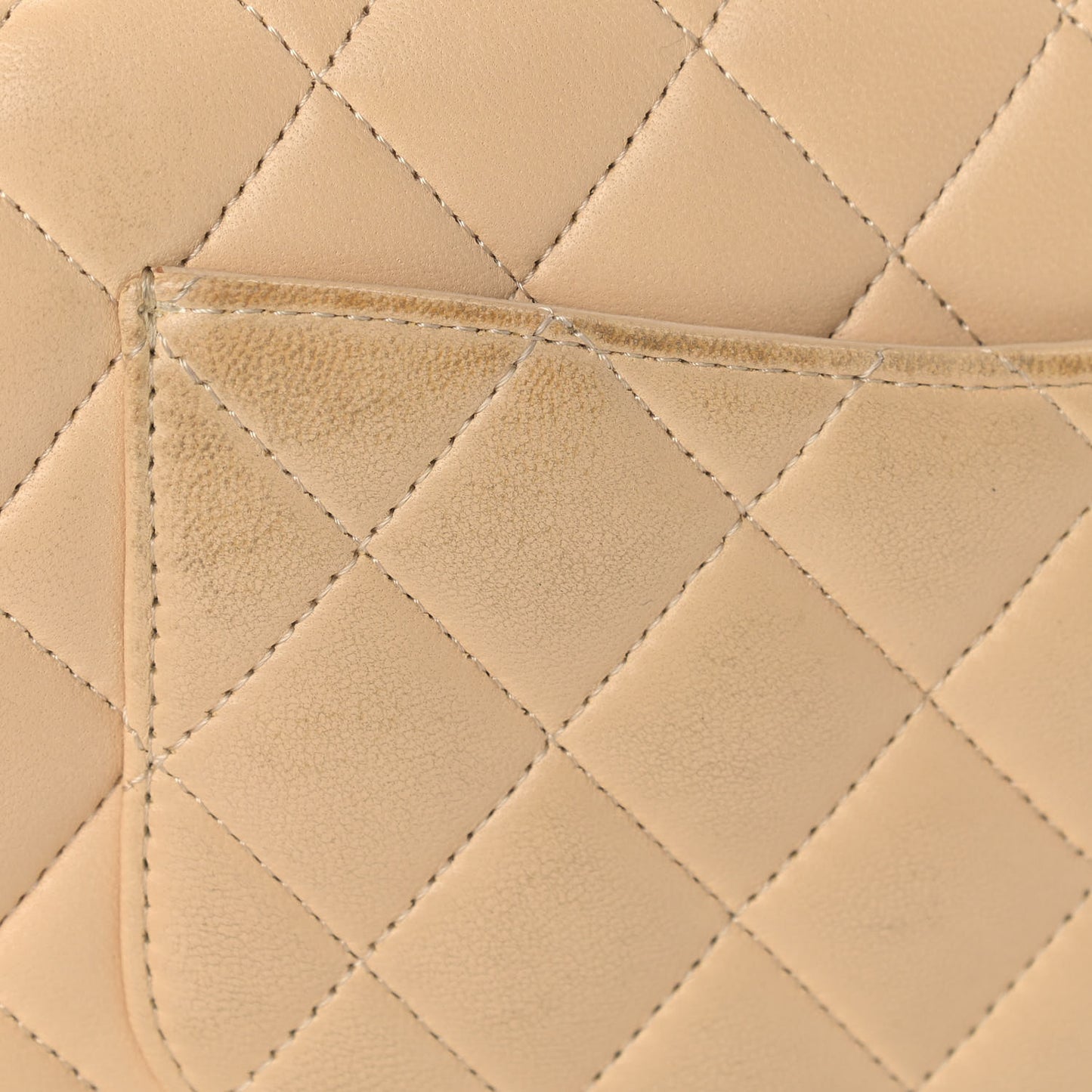 Lambskin Quilted Medium Double Flap Beige