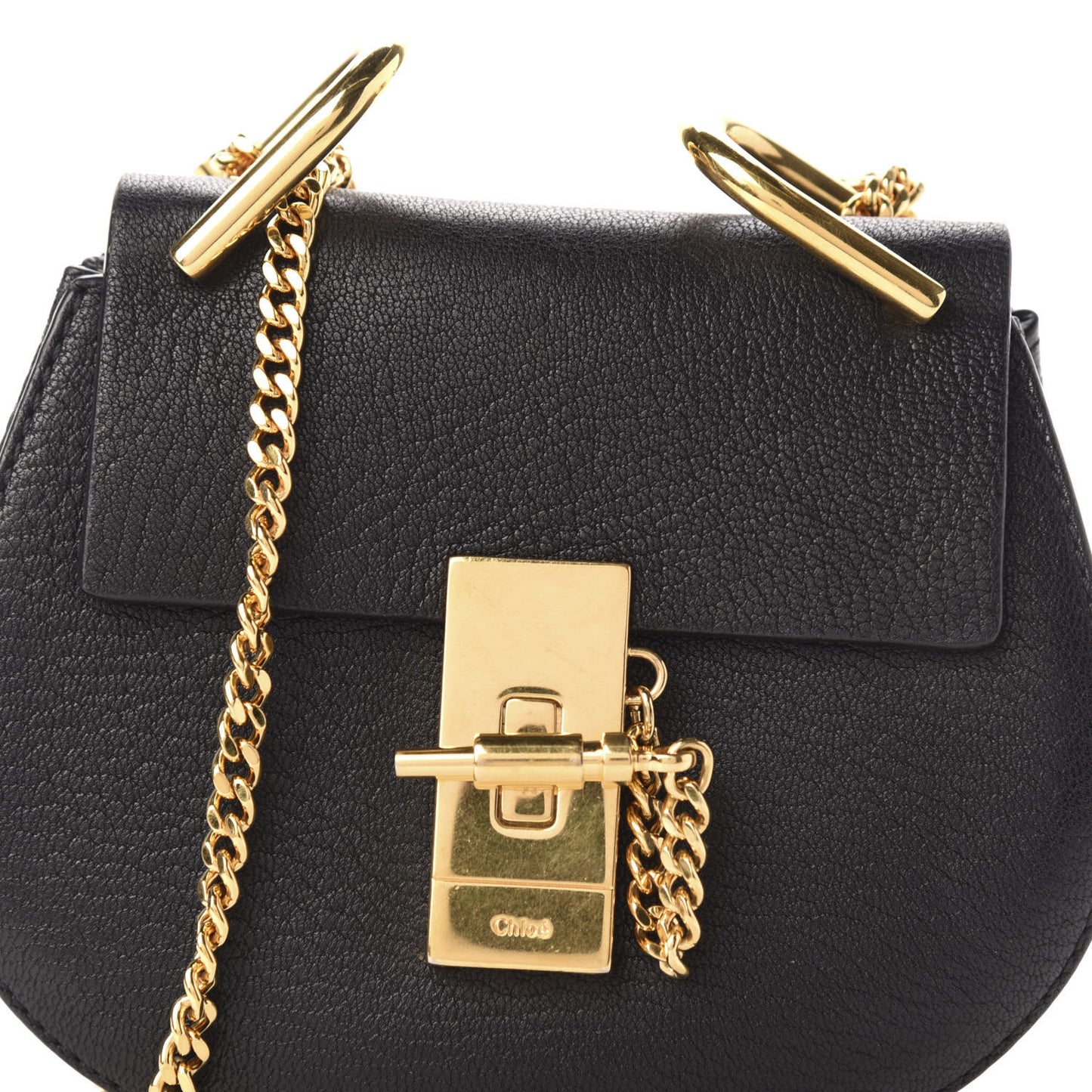 Grained Lambskin Nano Drew Shoulder Bag Black