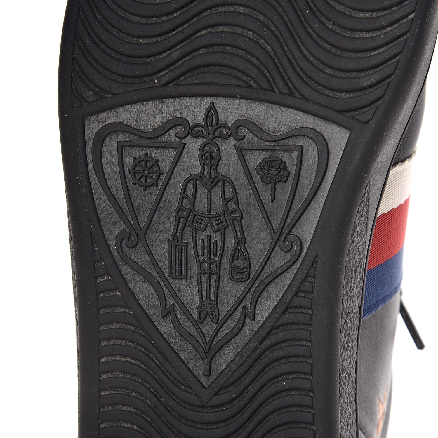 Gucci Calfskin Bee Star Embroidered Sylvie Web Ace Sneakers 40 Black 8 of 14