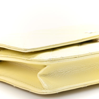 Chanel Cloudy Pearly Goatskin Quilted Wallet on Chain WOC Light Yellow 10 of 12