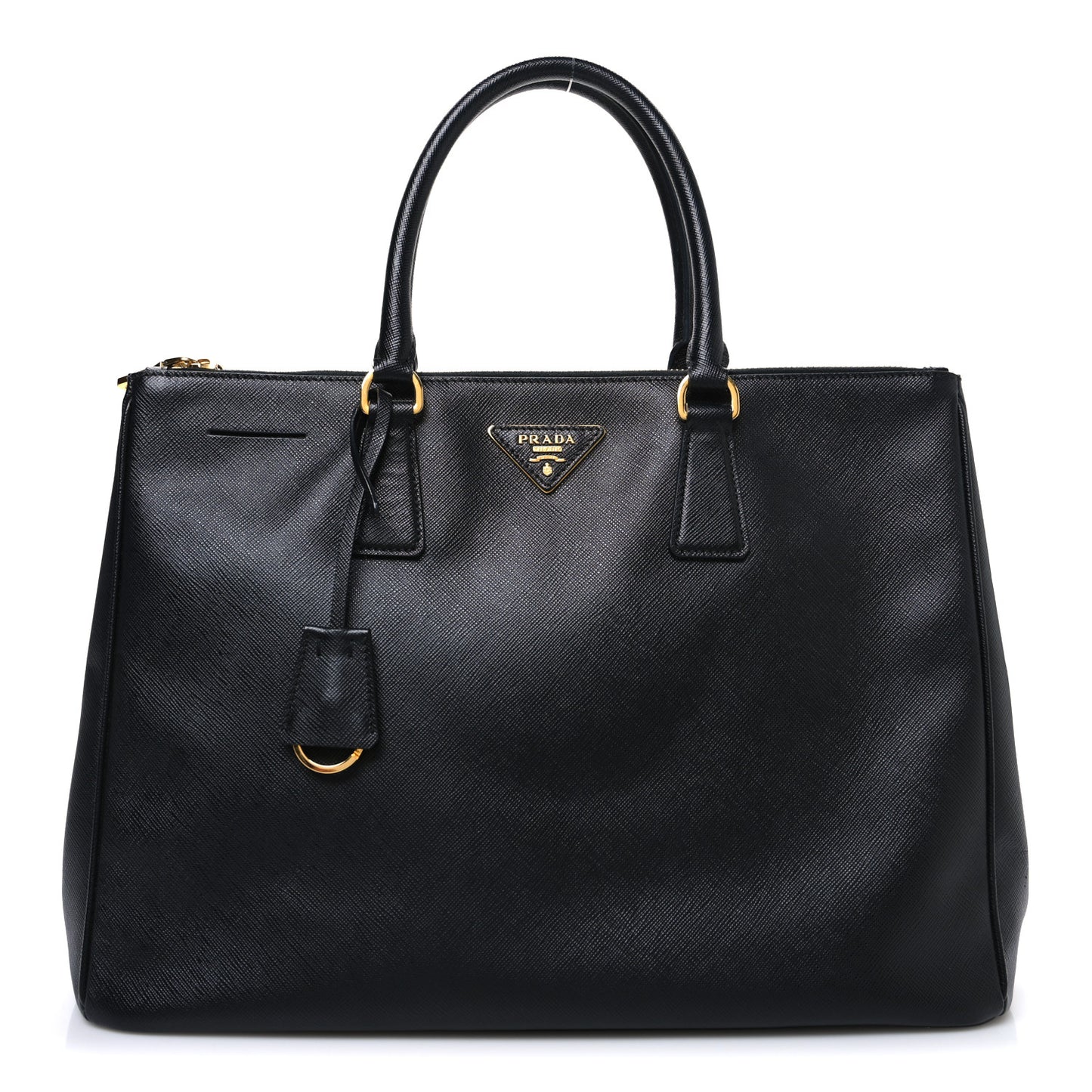 Saffiano Lux Large Galleria Double Zip Tote Black