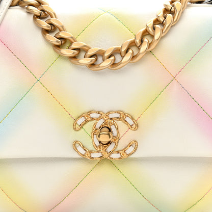 Chanel Printed Goatskin Quilted Medium Chanel 19 Flap White Multicolor 8 of 9