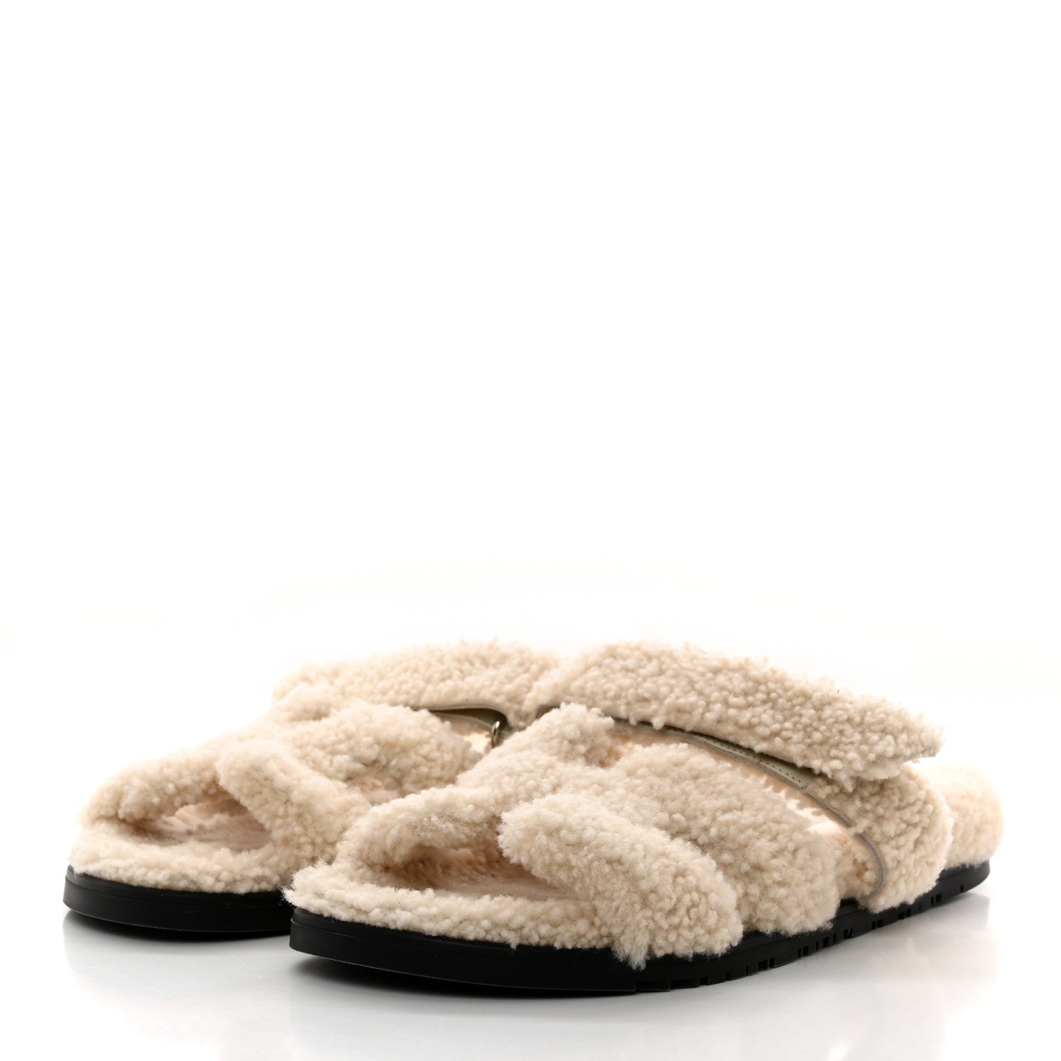 Hermes Woolskin Womens Chypre Sandals 41 Ecru 3 of 8